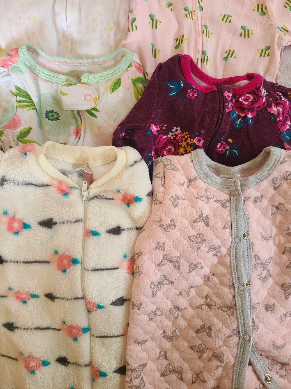 16 Baby Girl Sleepers - 0-3 Months